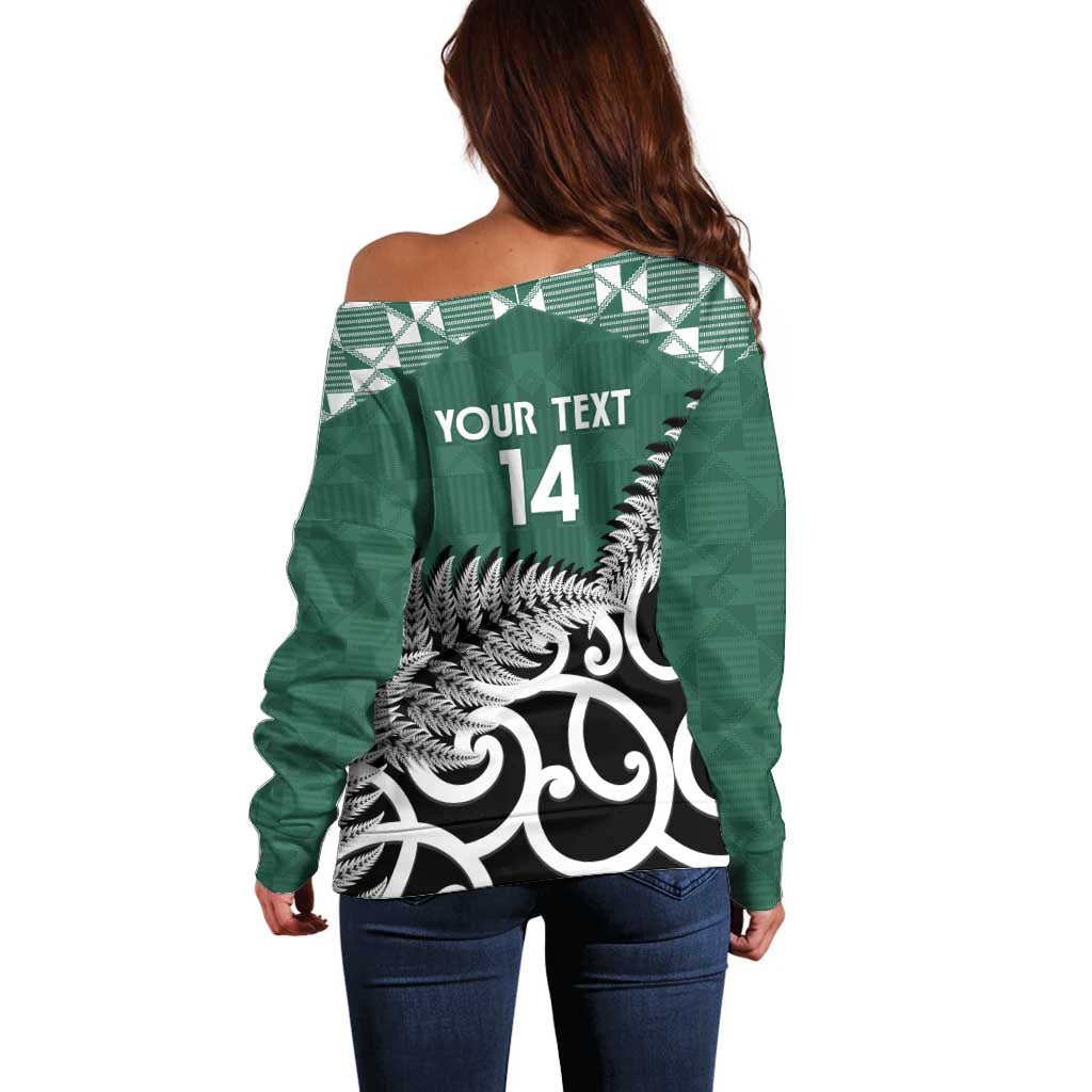 New Zealand South Africa Rugby Custom Off Shoulder Sweater Springboks Kente All Black Maori Together - Polynesian Pride