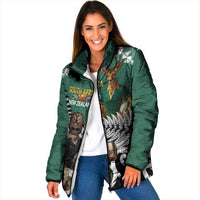 New Zealand South Africa Rugby Custom Padded Jacket Springboks Kente All Black Maori Together - Polynesian Pride