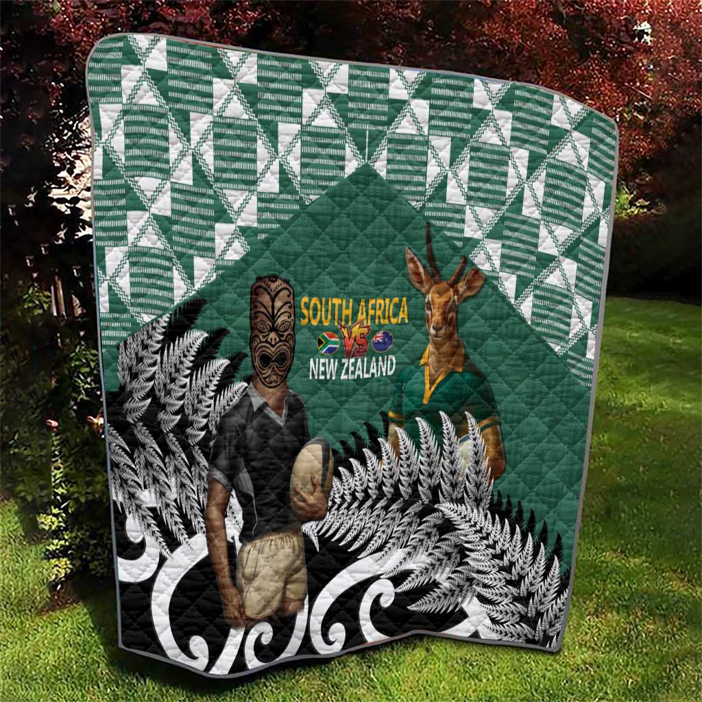 New Zealand South Africa Rugby Quilt Springboks Kente All Black Maori Together - Polynesian Pride