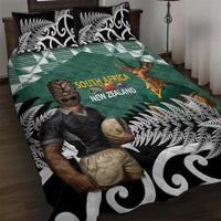 New Zealand South Africa Rugby Quilt Bed Set Springboks Kente All Black Maori Together - Polynesian Pride