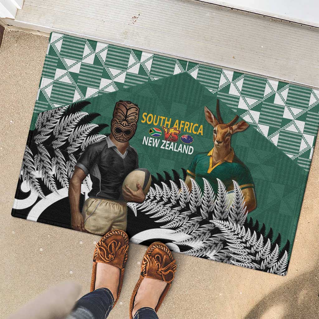 New Zealand South Africa Rugby Rubber Doormat Springboks Kente All Black Maori Together - Polynesian Pride