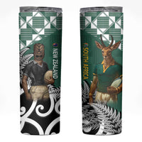 New Zealand South Africa Rugby Skinny Tumbler Springboks Kente All Black Maori Together - Polynesian Pride