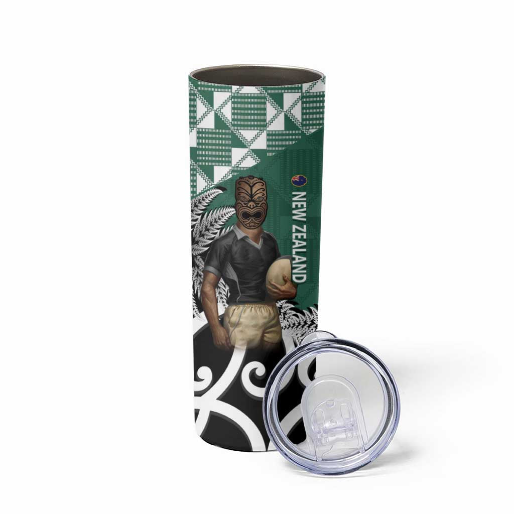 New Zealand South Africa Rugby Skinny Tumbler Springboks Kente All Black Maori Together - Polynesian Pride