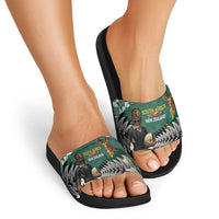 New Zealand South Africa Rugby Slide Sandals Springboks Kente All Black Maori Together - Polynesian Pride