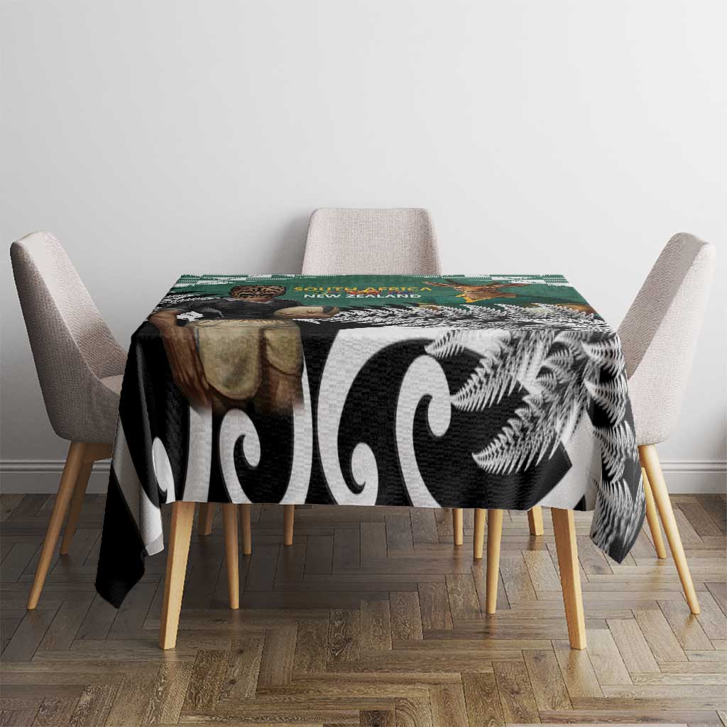 New Zealand South Africa Rugby Tablecloth Springboks Kente All Black Maori Together - Polynesian Pride