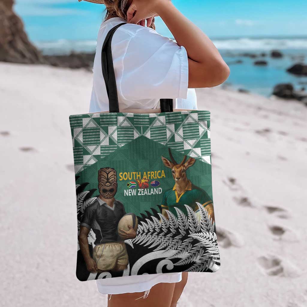New Zealand South Africa Rugby Tote Bag Springboks Kente All Black Maori Together - Polynesian Pride