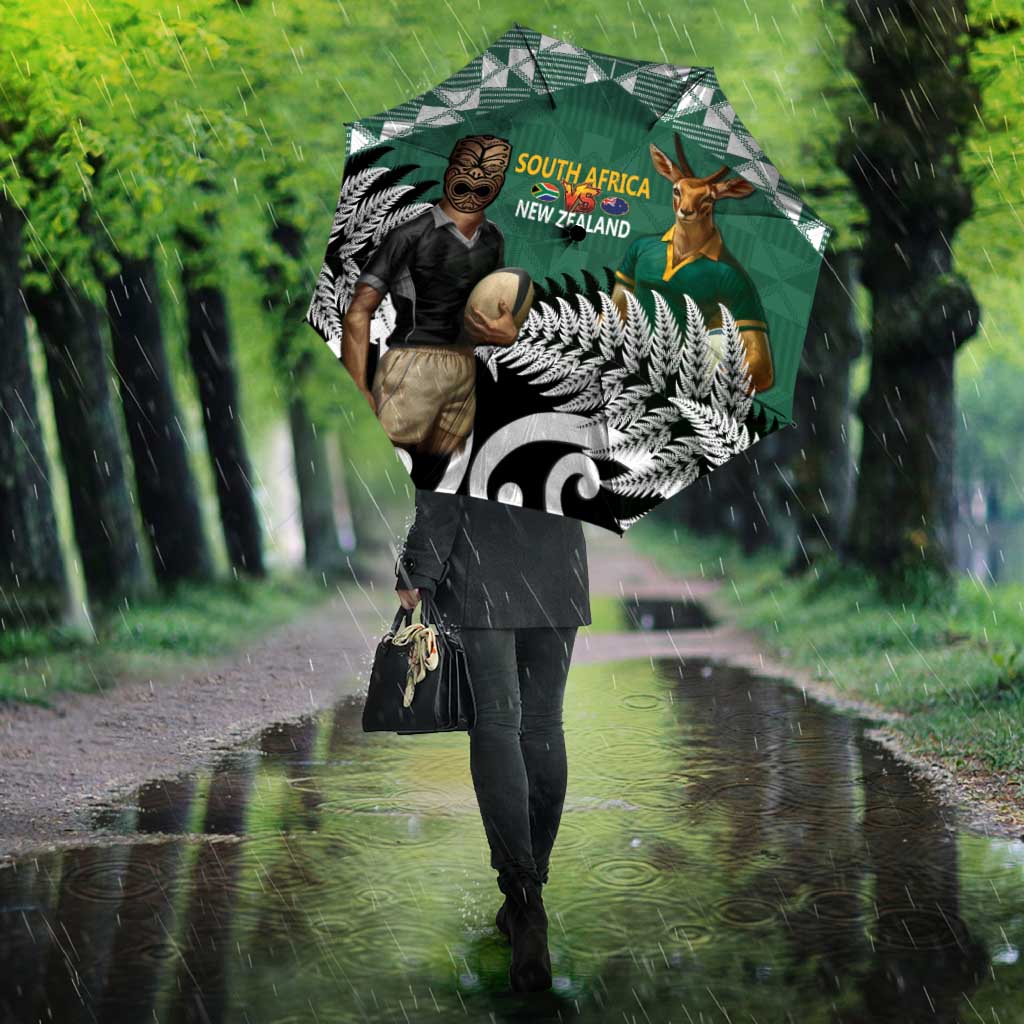 New Zealand South Africa Rugby Umbrella Springboks Kente All Black Maori Together - Polynesian Pride