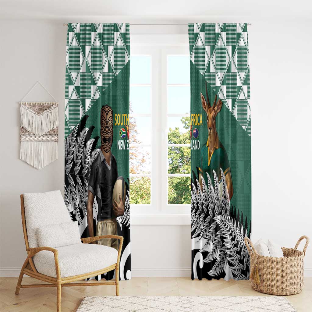 New Zealand South Africa Rugby Window Curtain Springboks Kente All Black Maori Together - Polynesian Pride