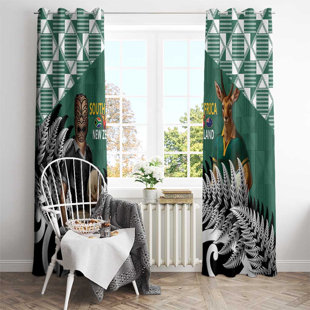New Zealand South Africa Rugby Window Curtain Springboks Kente All Black Maori Together - Polynesian Pride