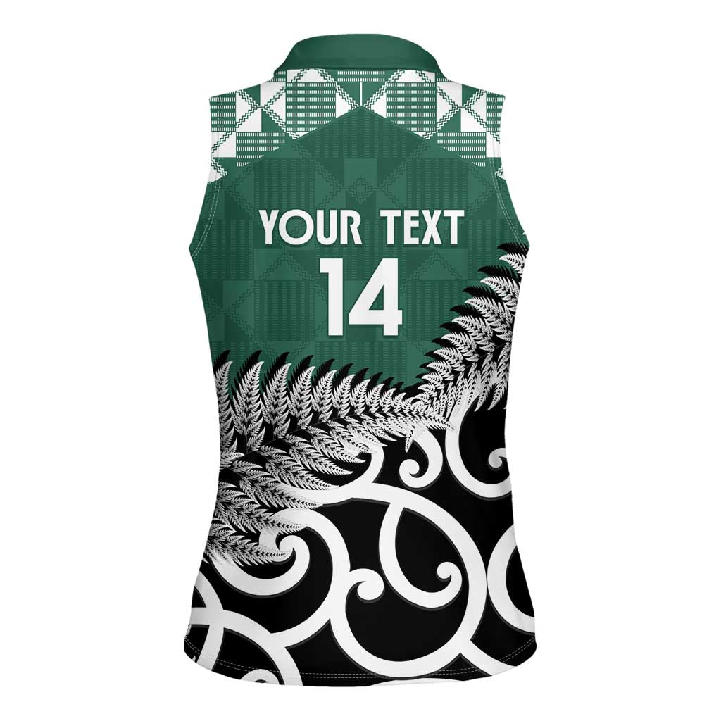 New Zealand South Africa Rugby Custom Women Sleeveless Polo Shirt Springboks Kente All Black Maori Together - Polynesian Pride