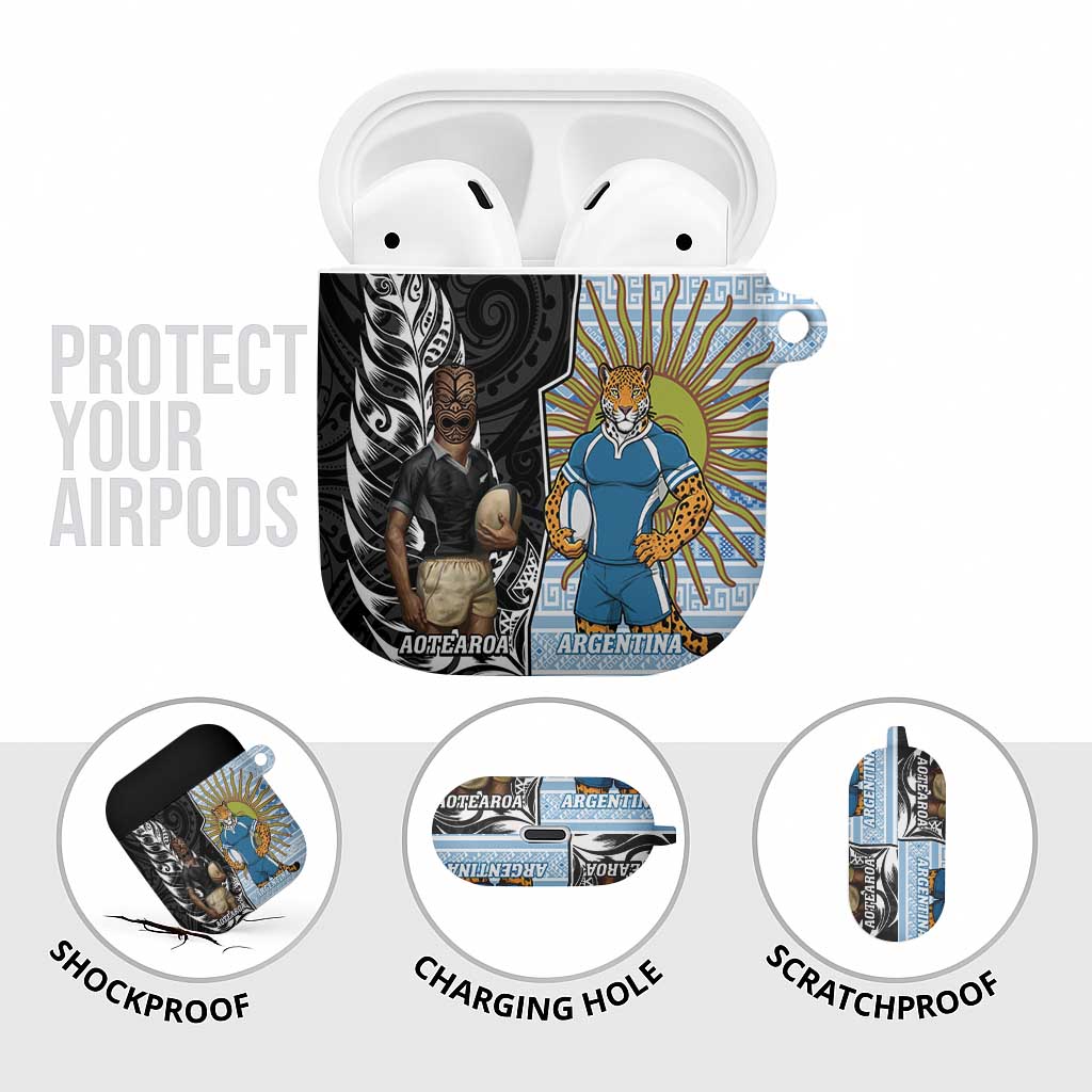 New Zealand Argentina Rugby AirPods Case 2025 Los Pumas All Black Together - Polynesian Pride