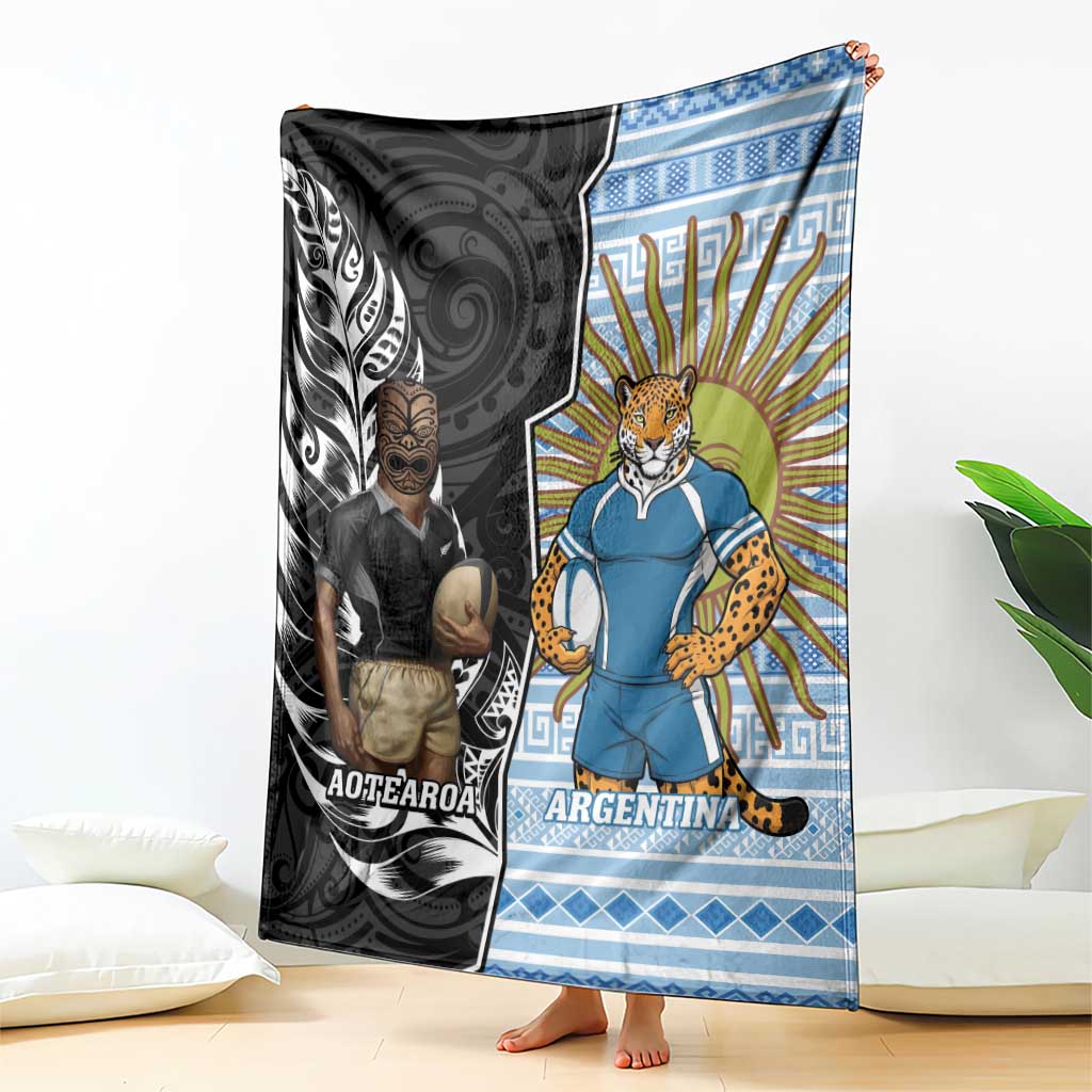 New Zealand Argentina Rugby Blanket 2025 Los Pumas All Black Together - Polynesian Pride