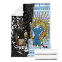 New Zealand Argentina Rugby Blanket 2025 Los Pumas All Black Together - Polynesian Pride