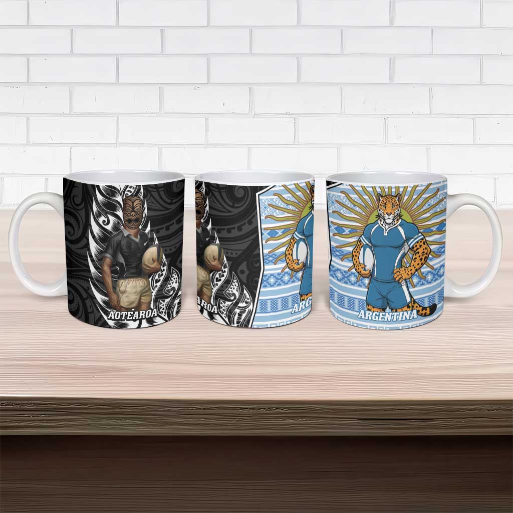 New Zealand Argentina Rugby Ceramic Mug 2025 Los Pumas All Black Together LT14 - Polynesian Pride