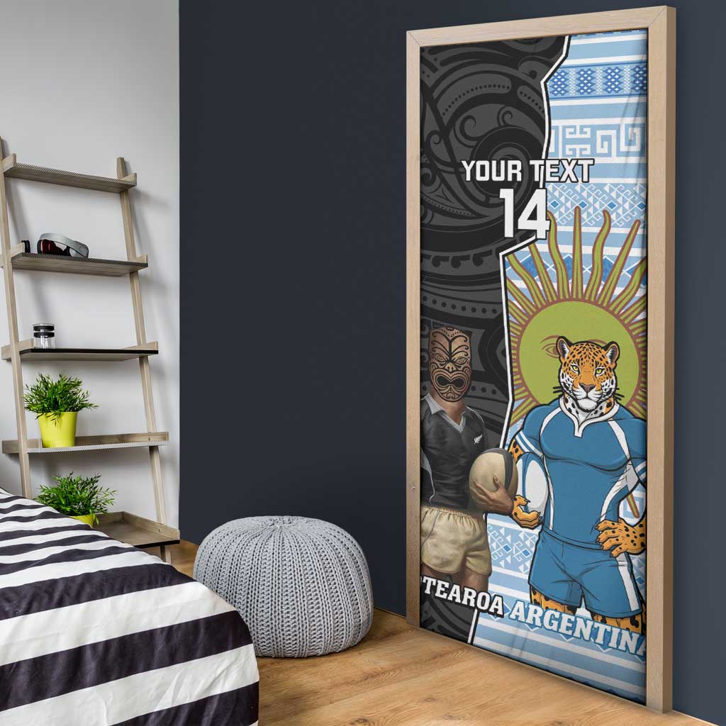 New Zealand Argentina Rugby Door Cover 2025 Los Pumas All Black Together - Polynesian Pride