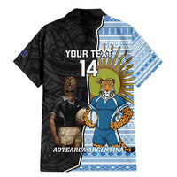 New Zealand Argentina Rugby Custom Family Matching Mermaid Dress and Hawaiian Shirt 2025 Los Pumas All Black Together - Polynesian Pride