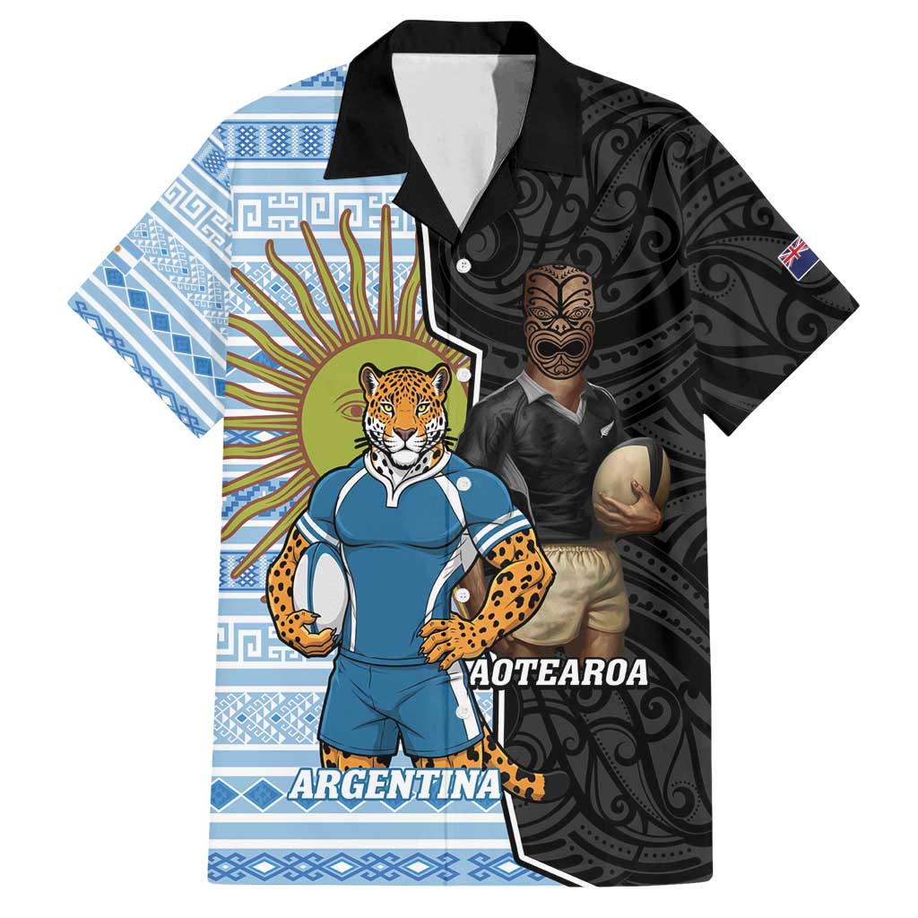 New Zealand Argentina Rugby Custom Family Matching Summer Maxi Dress and Hawaiian Shirt 2025 Los Pumas All Black Together - Polynesian Pride