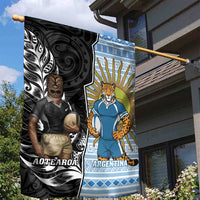 New Zealand Argentina Rugby Garden Flag 2025 Los Pumas All Black Together - Polynesian Pride