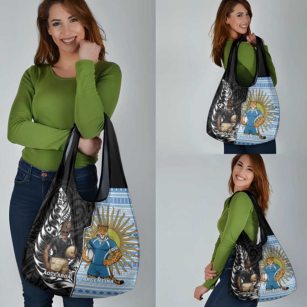 New Zealand Argentina Rugby Grocery Bag 2025 Los Pumas All Black Together - Polynesian Pride