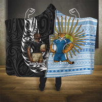 New Zealand Argentina Rugby Hooded Blanket 2025 Los Pumas All Black Together - Polynesian Pride