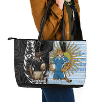 New Zealand Argentina Rugby Leather Tote Bag 2025 Los Pumas All Black Together - Polynesian Pride