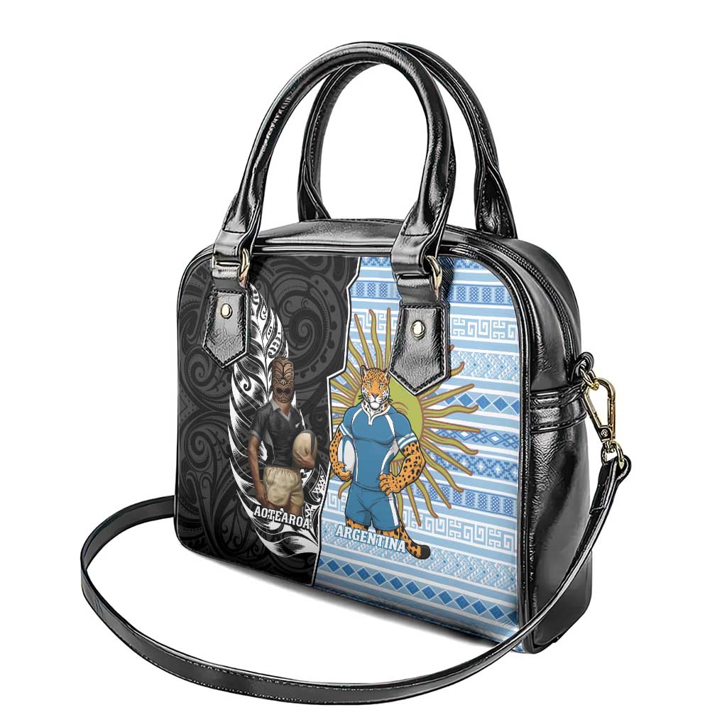 New Zealand Argentina Rugby Shoulder Handbag 2025 Los Pumas All Black Together - Polynesian Pride