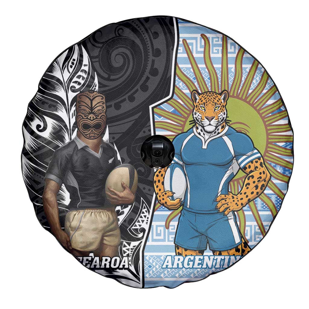 New Zealand Argentina Rugby Spare Tire Cover 2025 Los Pumas All Black Together - Polynesian Pride