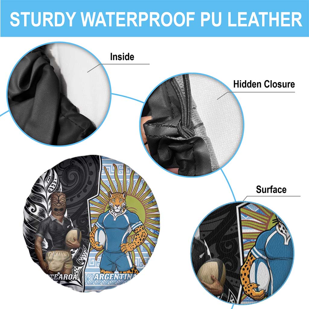 New Zealand Argentina Rugby Spare Tire Cover 2025 Los Pumas All Black Together - Polynesian Pride