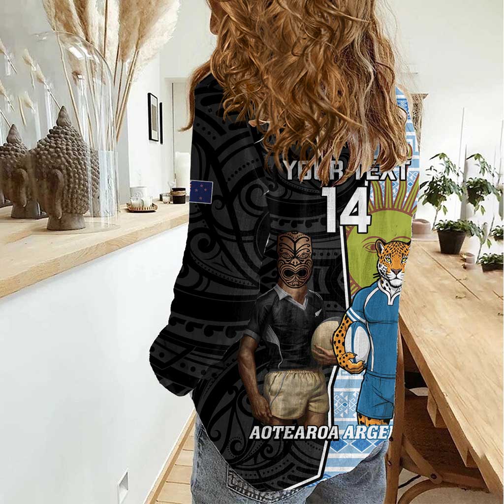 New Zealand Argentina Rugby Custom Women Casual Shirt 2025 Los Pumas All Black Together - Polynesian Pride