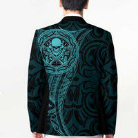 New Zealand Skull Darts Blazer Aotearoa Maori Chest Tattoo Stylized Teal - Polynesian Pride
