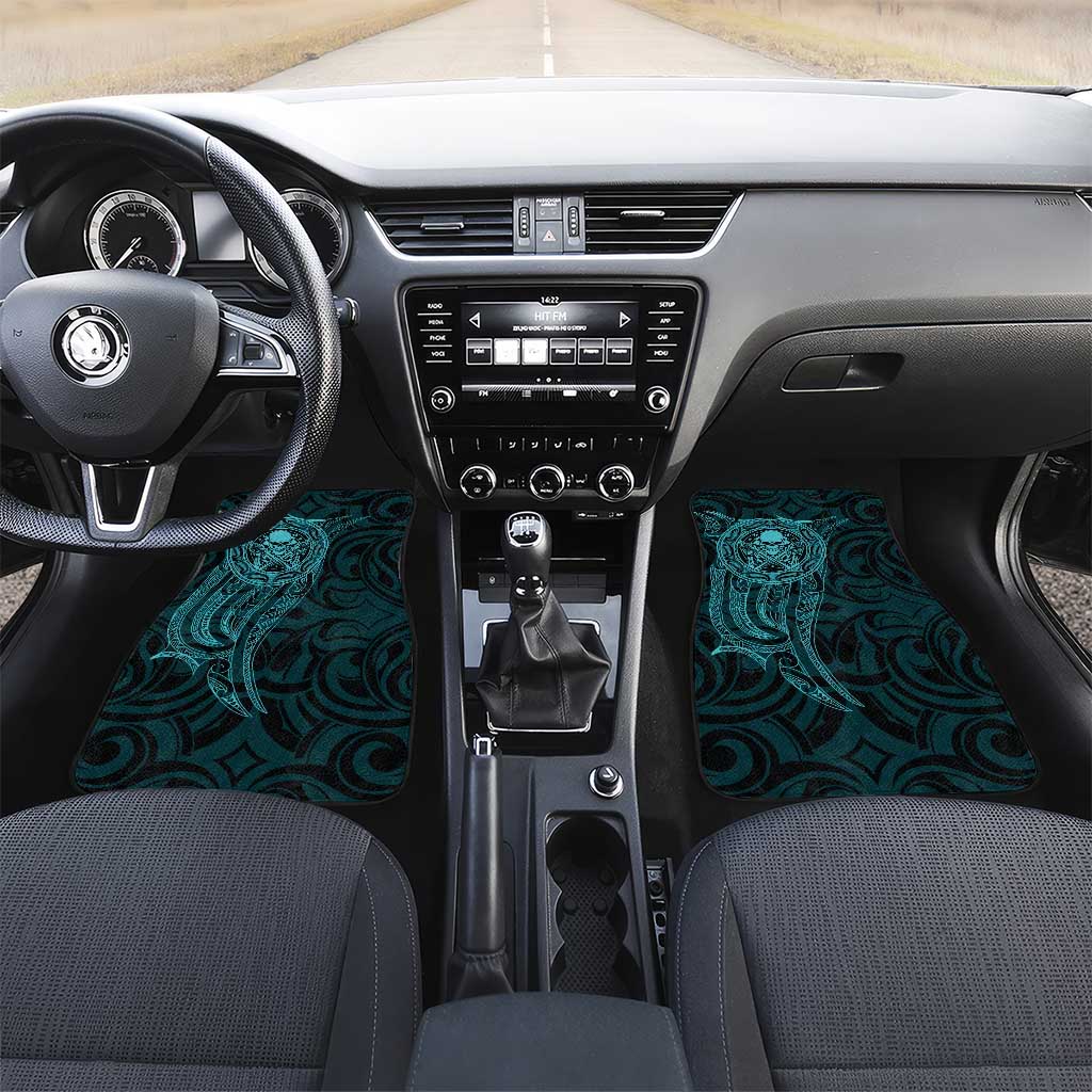 New Zealand Skull Darts Car Mats Aotearoa Maori Chest Tattoo Stylized Teal - Polynesian Pride