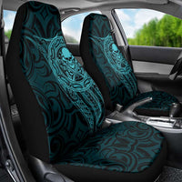 New Zealand Skull Darts Car Seat Cover Aotearoa Maori Chest Tattoo Stylized Teal - Polynesian Pride
