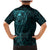 New Zealand Skull Darts Family Matching Mermaid Dress and Hawaiian Shirt Aotearoa Maori Chest Tattoo Stylized Teal - Polynesian Pride