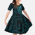 New Zealand Skull Darts Family Matching Mermaid Dress and Hawaiian Shirt Aotearoa Maori Chest Tattoo Stylized Teal - Polynesian Pride
