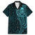 New Zealand Skull Darts Family Matching Mermaid Dress and Hawaiian Shirt Aotearoa Maori Chest Tattoo Stylized Teal - Polynesian Pride