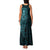 New Zealand Skull Darts Family Matching Tank Maxi Dress and Hawaiian Shirt Aotearoa Maori Chest Tattoo Stylized Teal - Polynesian Pride