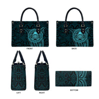 New Zealand Skull Darts Leather Bag Aotearoa Maori Chest Tattoo Stylized Teal - Polynesian Pride