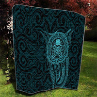 New Zealand Skull Darts Quilt Aotearoa Maori Chest Tattoo Stylized Teal - Polynesian Pride