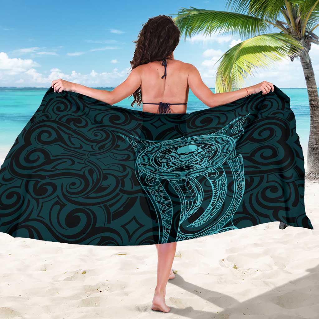 New Zealand Skull Darts Sarong Aotearoa Maori Chest Tattoo Stylized Teal - Polynesian Pride