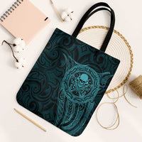 New Zealand Skull Darts Tote Bag Aotearoa Maori Chest Tattoo Stylized Teal - Polynesian Pride
