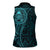 New Zealand Skull Darts Women Sleeveless Polo Shirt Aotearoa Maori Chest Tattoo Stylized Teal - Polynesian Pride