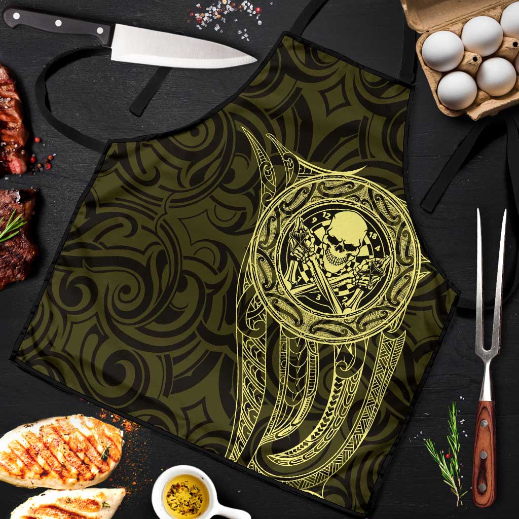 New Zealand Skull Darts Apron Aotearoa Maori Chest Tattoo Stylized Gold - Polynesian Pride