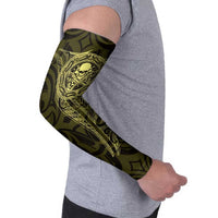 New Zealand Skull Darts Arm Sleeves Aotearoa Maori Chest Tattoo Stylized Gold - Polynesian Pride