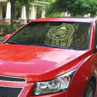 New Zealand Skull Darts Auto Sun Shade Aotearoa Maori Chest Tattoo Stylized Gold - Polynesian Pride