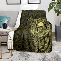 New Zealand Skull Darts Blanket Aotearoa Maori Chest Tattoo Stylized Gold - Polynesian Pride