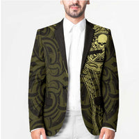 New Zealand Skull Darts Blazer Aotearoa Maori Chest Tattoo Stylized Gold - Polynesian Pride