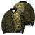 New Zealand Skull Darts Bomber Puffer Jacket Aotearoa Maori Chest Tattoo Stylized Gold - Polynesian Pride