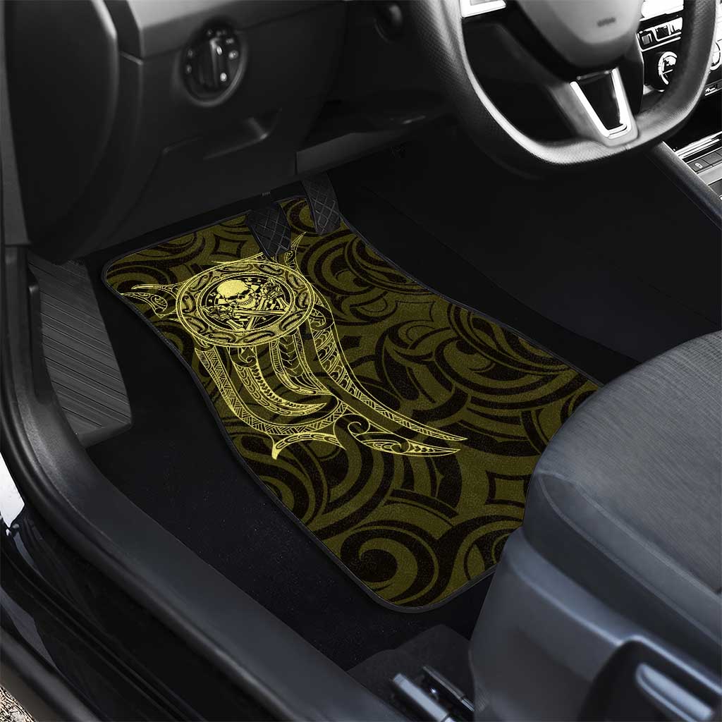 New Zealand Skull Darts Car Mats Aotearoa Maori Chest Tattoo Stylized Gold - Polynesian Pride