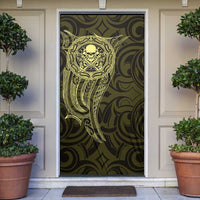New Zealand Skull Darts Door Cover Aotearoa Maori Chest Tattoo Stylized Gold - Polynesian Pride