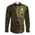 New Zealand Skull Darts Family Matching Mermaid Dress and Hawaiian Shirt Aotearoa Maori Chest Tattoo Stylized Gold - Polynesian Pride